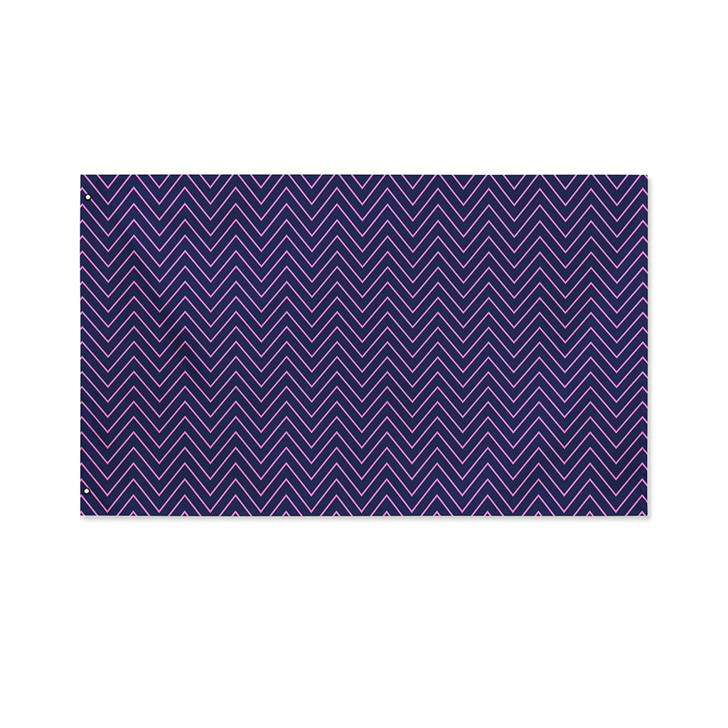 Navy And Pink Zigzag Pattern Print Polyester Flag