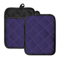 Navy And Pink Zigzag Pattern Print Pot Holders With Pocket