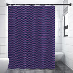 Navy And Pink Zigzag Pattern Print Premium Shower Curtain