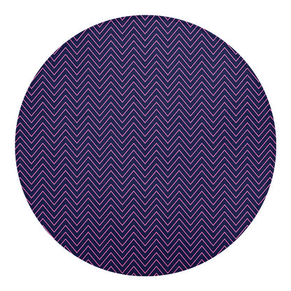 Navy And Pink Zigzag Pattern Print Round Blanket