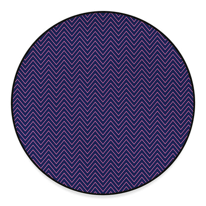 Navy And Pink Zigzag Pattern Print Round Floor Mat