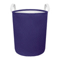 Navy And Pink Zigzag Pattern Print Round Laundry Basket