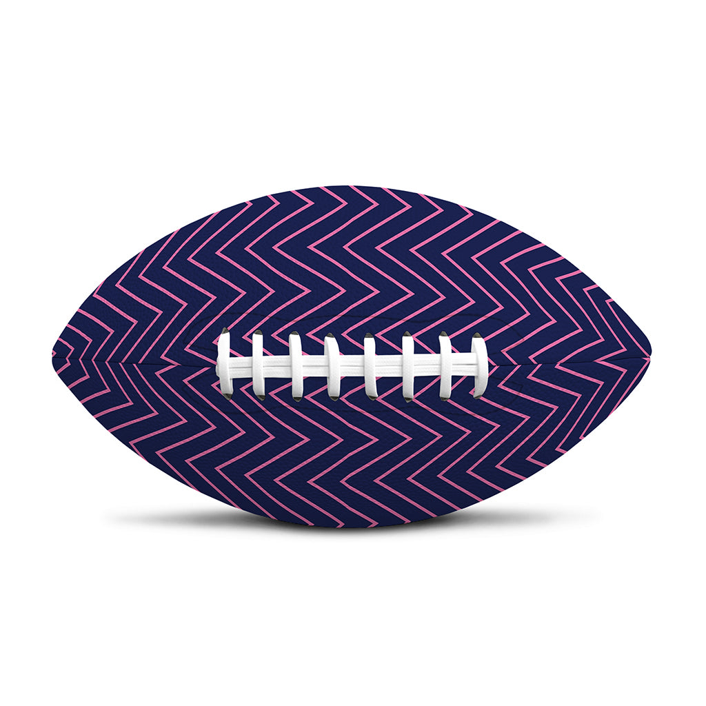 Navy And Pink Zigzag Pattern Print Rugby Ball