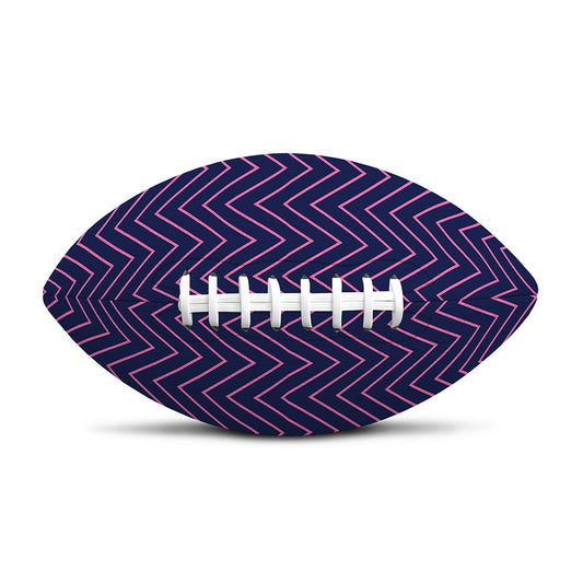 Navy And Pink Zigzag Pattern Print Rugby Ball