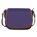 Navy And Pink Zigzag Pattern Print Saddle Bag