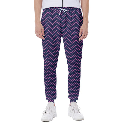 Navy And Pink Zigzag Pattern Print Scuba Joggers