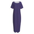 Navy And Pink Zigzag Pattern Print Short Sleeve Long Nightdress