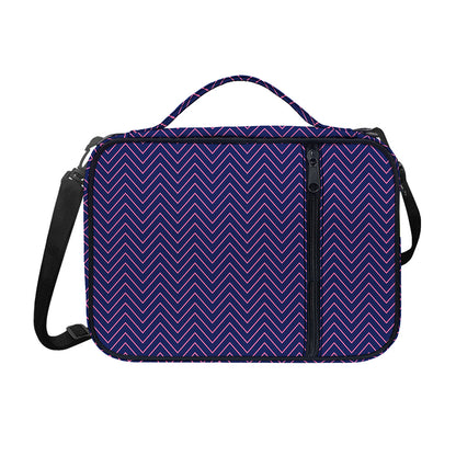 Navy And Pink Zigzag Pattern Print Shoulder Strap Bible Bag
