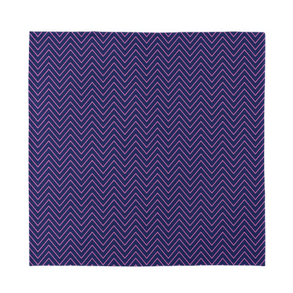 Navy And Pink Zigzag Pattern Print Silk Bandana