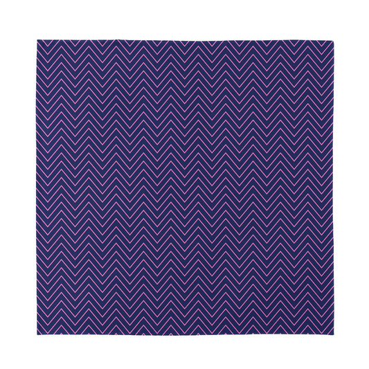 Navy And Pink Zigzag Pattern Print Silk Bandana