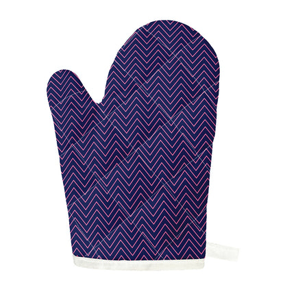 Navy And Pink Zigzag Pattern Print Single Oven Mitt