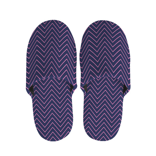 Navy And Pink Zigzag Pattern Print Slippers