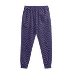 Navy And Pink Zigzag Pattern Print Sweatpants