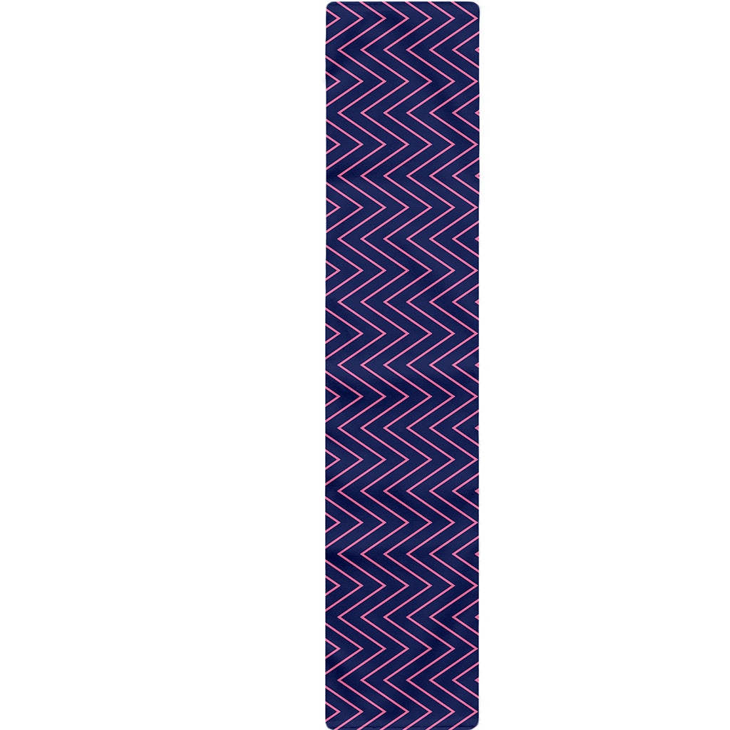 Navy And Pink Zigzag Pattern Print Table Runner