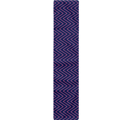 Navy And Pink Zigzag Pattern Print Table Runner