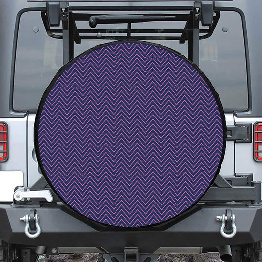 Navy And Pink Zigzag Pattern Print Tire Cover