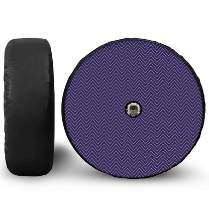 Navy And Pink Zigzag Pattern Print Tire Cover With Camera Hole
