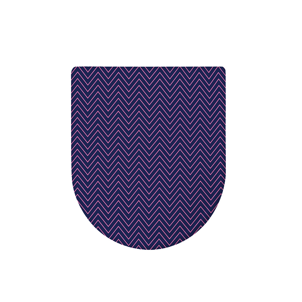 Navy And Pink Zigzag Pattern Print Toilet Lid Cover