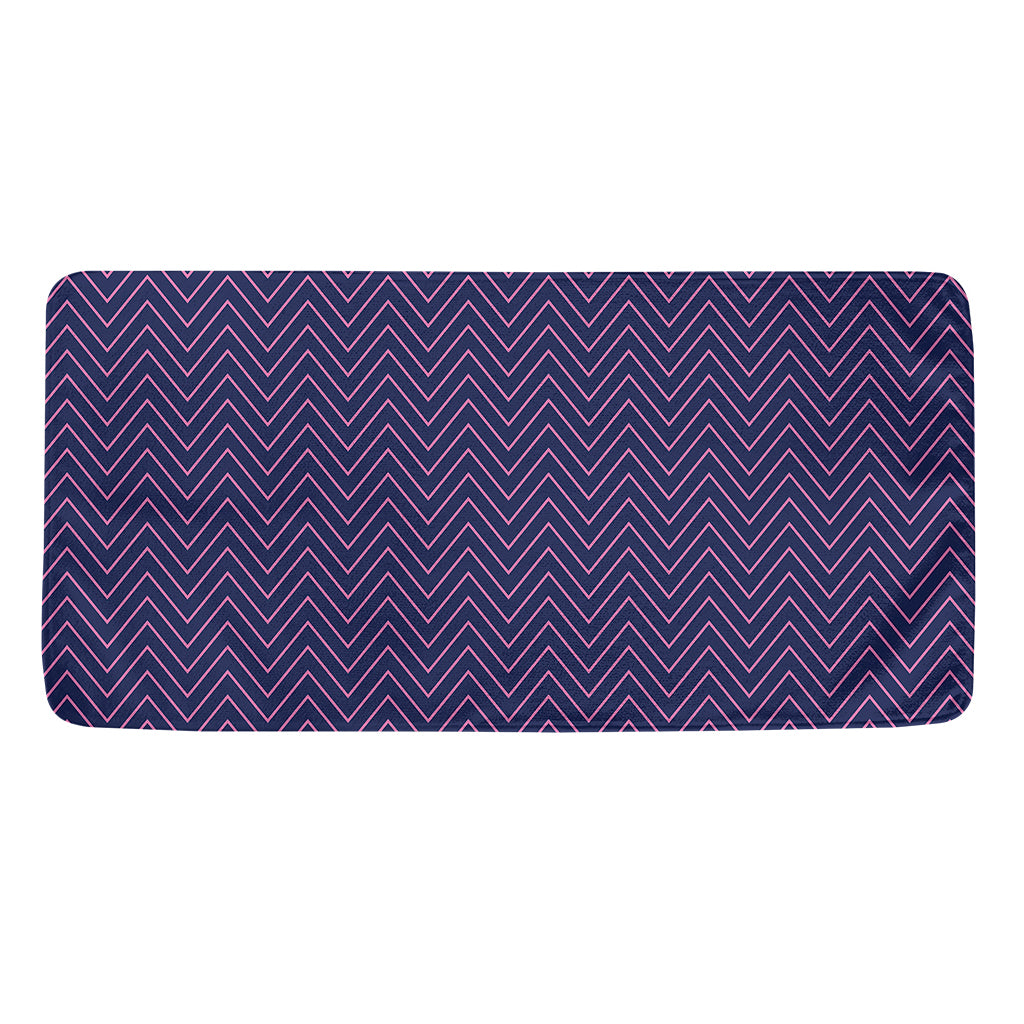 Navy And Pink Zigzag Pattern Print Towel