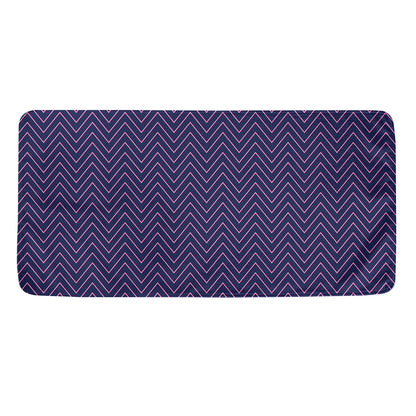 Navy And Pink Zigzag Pattern Print Towel