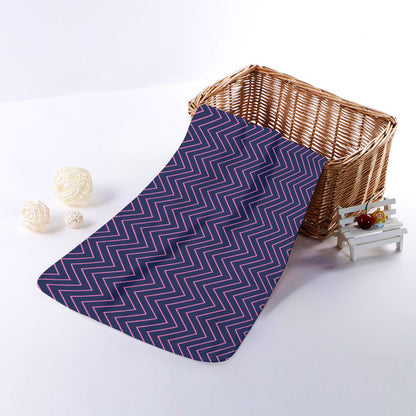 Navy And Pink Zigzag Pattern Print Towel