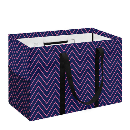 Navy And Pink Zigzag Pattern Print Utility Tote Bag