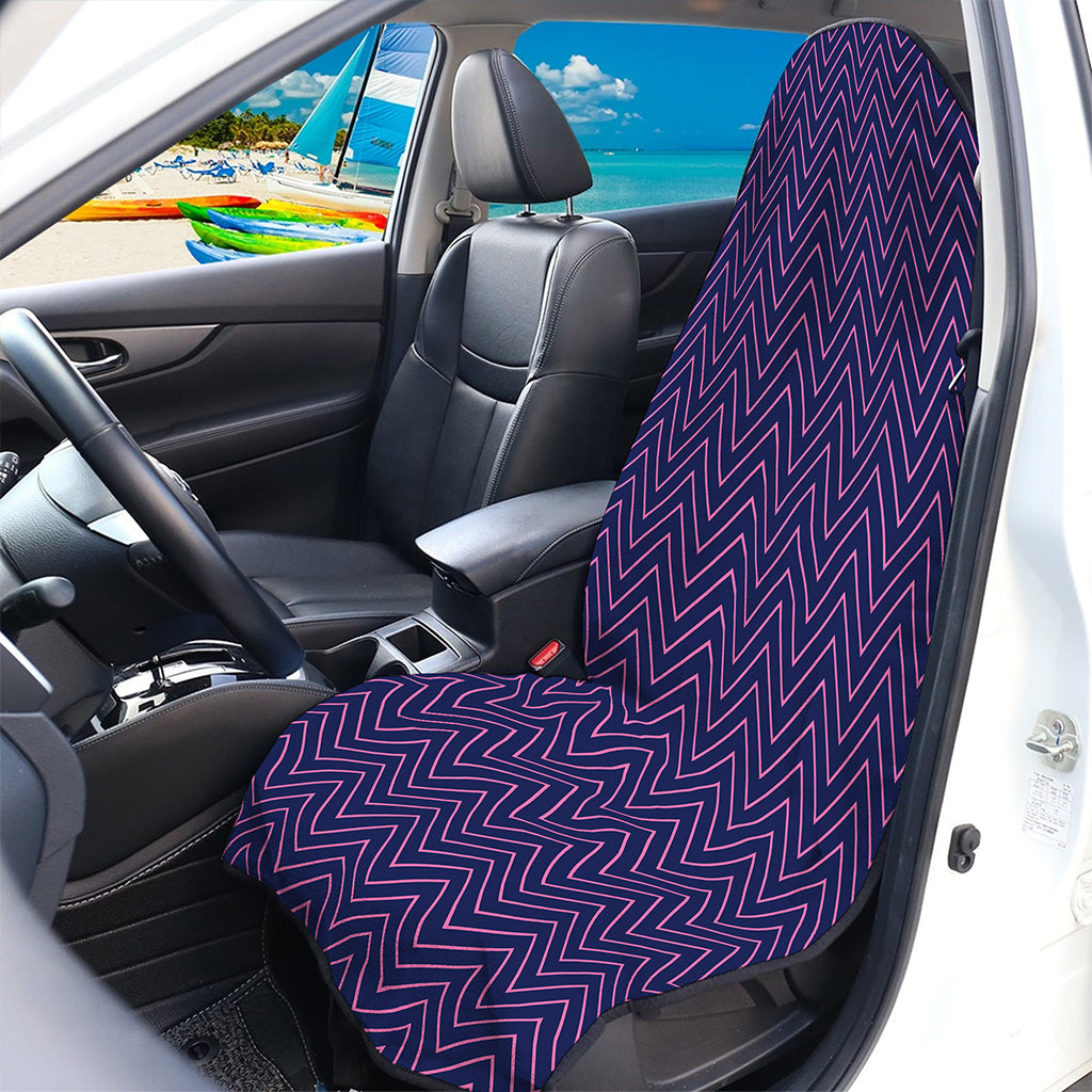 Navy And Pink Zigzag Pattern Print Waterproof Car Seat Cover