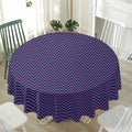 Navy And Pink Zigzag Pattern Print Waterproof Round Tablecloth