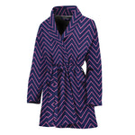 Navy And Pink Zigzag Pattern Print Women's Bathrobe