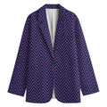 Navy And Pink Zigzag Pattern Print Women's Blazer