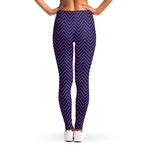 Navy And Pink Zigzag Pattern Print Women's Leggings