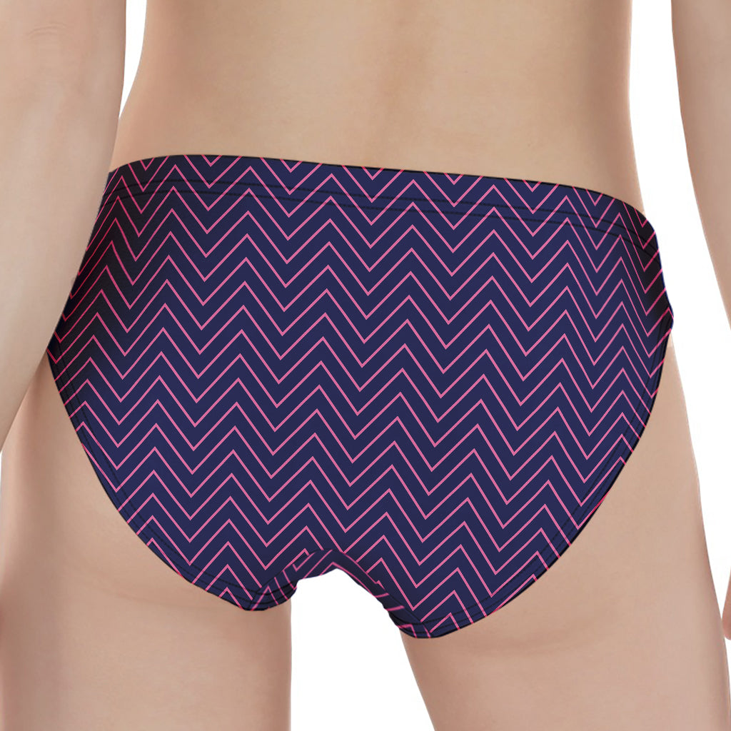 Navy And Pink Zigzag Pattern Print Women's Panties
