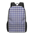 Navy And White Buffalo Check Print 17 Inch Backpack
