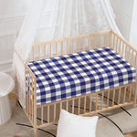 Navy And White Buffalo Check Print Baby Crib Sheet