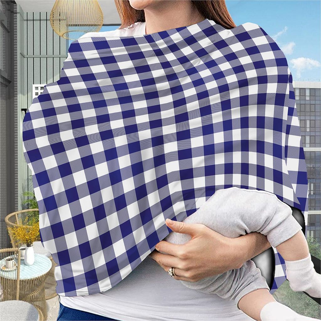 Navy And White Buffalo Check Print Baby Seat Cover