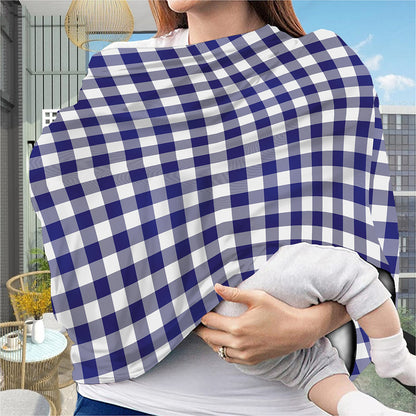 Navy And White Buffalo Check Print Baby Seat Cover