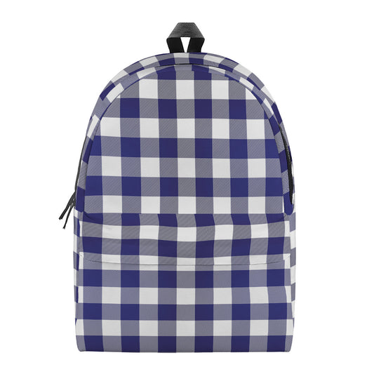 Navy And White Buffalo Check Print Backpack