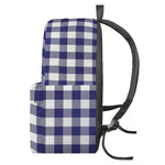 Navy And White Buffalo Check Print Backpack