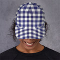 Navy And White Buffalo Check Print Baseball Cap