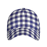 Navy And White Buffalo Check Print Baseball Cap