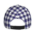 Navy And White Buffalo Check Print Baseball Cap