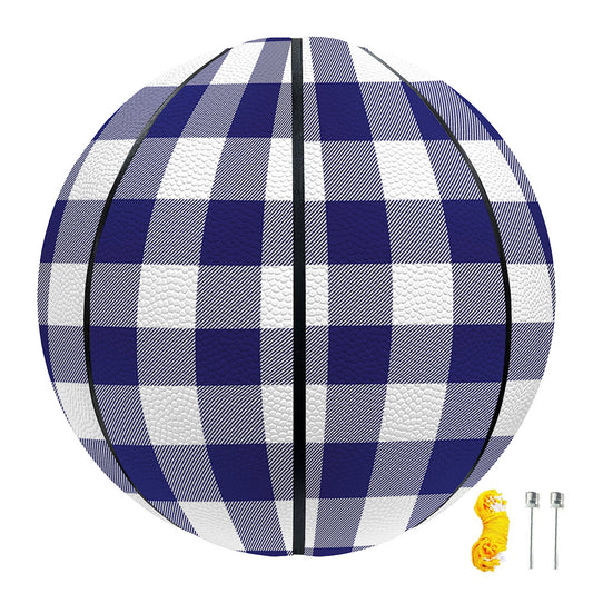 Navy And White Buffalo Check Print Basketball