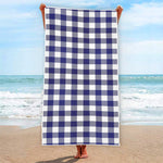 Navy And White Buffalo Check Print Beach Towel