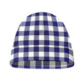 Navy And White Buffalo Check Print Beanie