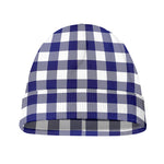Navy And White Buffalo Check Print Beanie