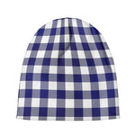 Navy And White Buffalo Check Print Beanie