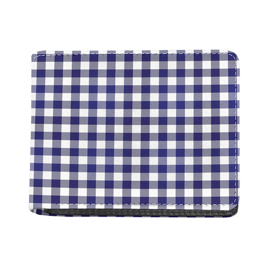 Navy And White Buffalo Check Print Bifold Wallet