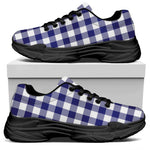 Navy And White Buffalo Check Print Black Chunky Shoes