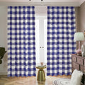Navy And White Buffalo Check Print Dimout Pencil Pleat Curtains