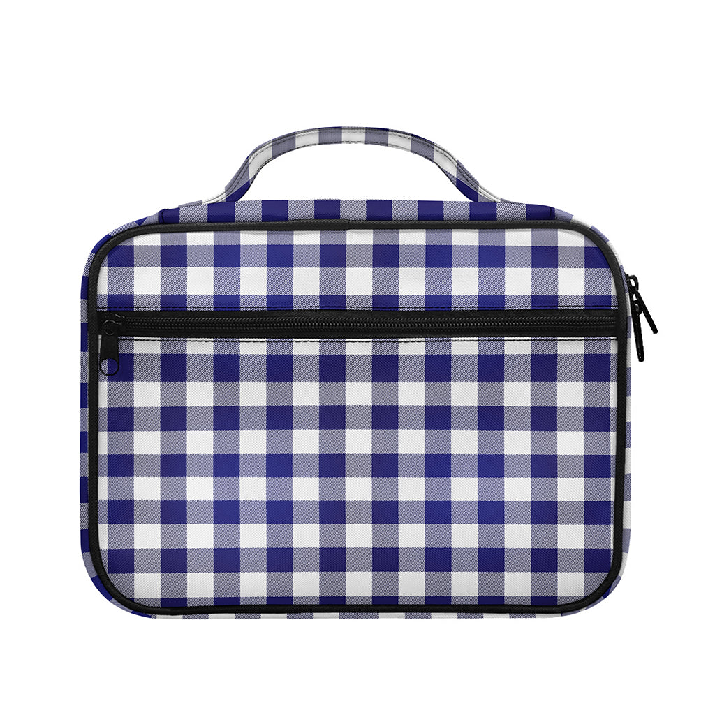 Navy And White Buffalo Check Print Briefcase Bible Bag